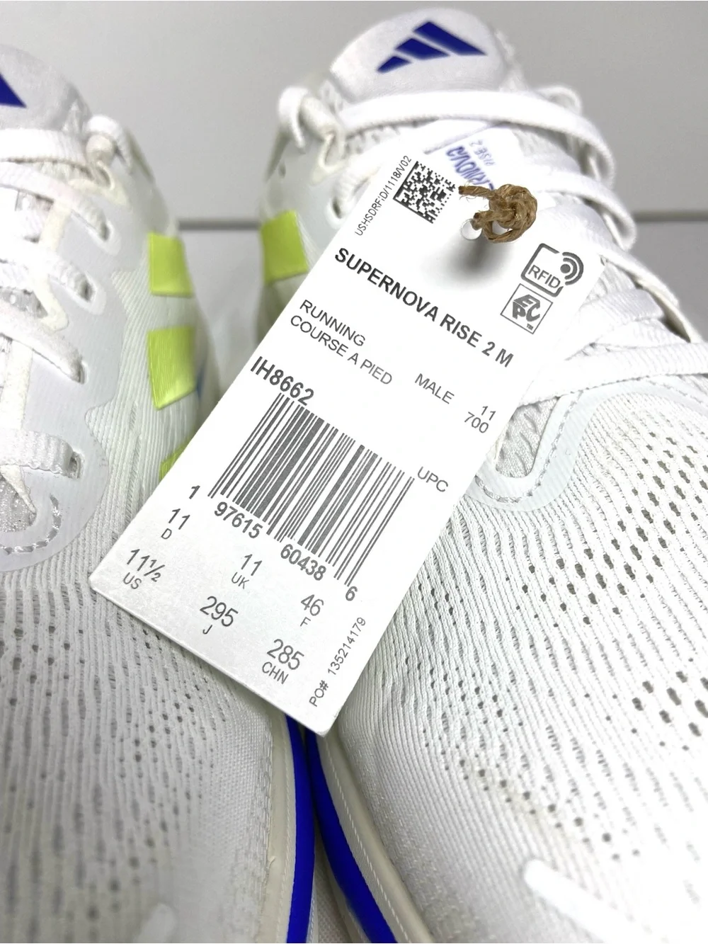 adidas Supernova Rise 2 M Running Shoes White Lime Blue Men’s 11.5 IH8662 NWOB